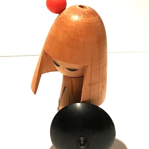 Collectible Lot Vintage Japanese Kokeshi Hand-Painted Signed Wooden Dolls 5pcs - Picture 6 of 11